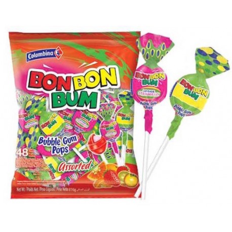 Lollipops Bon Bon Bum with chewing gum inside (assortments) Colombina / Colombia 24 Lollipops