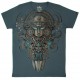 Ash Blue Pima cotton T-Shirt with Tumi pattern Looch - EL INTI - The Peruvian Shop