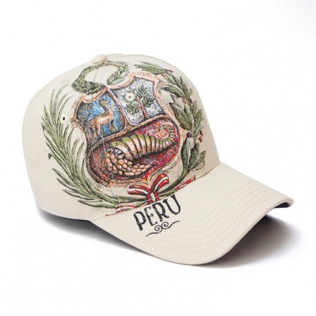 Pima cotton Cap with Peruvian Shield pattern Looch - EL INTI - The Peruvian Shop